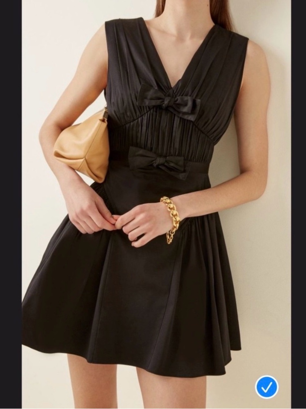 Self-Portrait Black Mini Dress with Bow PRICE FIRM